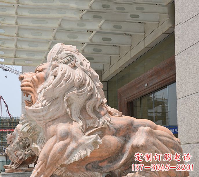 漳州晚霞红欧式狮子石雕 (3)