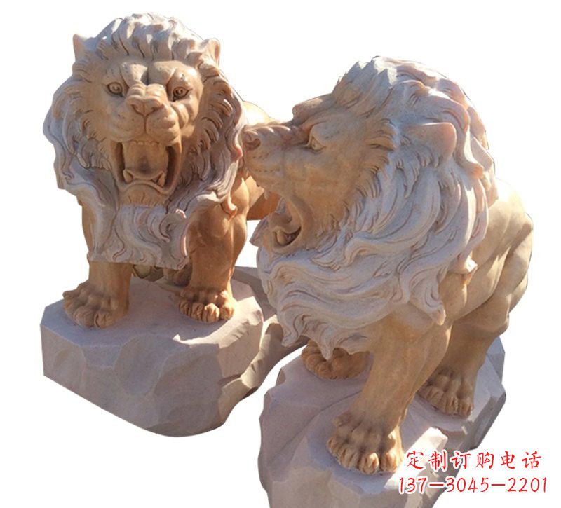 漳州晚霞红欧式西洋狮子雕塑