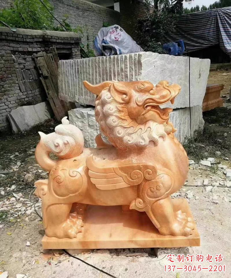 漳州晚霞红貔貅雕塑1