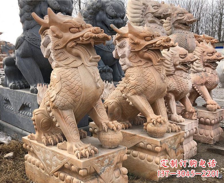 漳州晚霞红麒麟石雕 (2)
