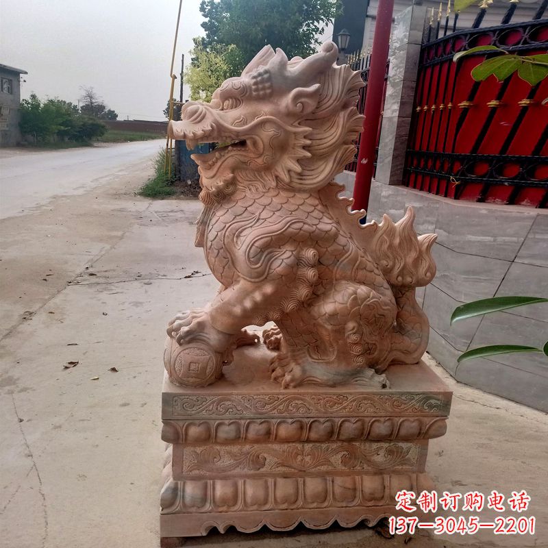 漳州晚霞红麒麟石雕