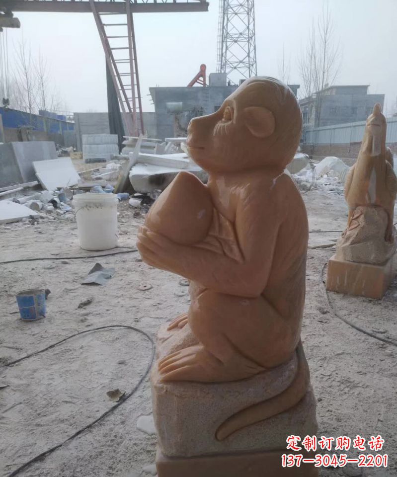 漳州晚霞红十二生肖动物石雕