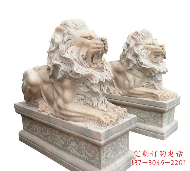 漳州晚霞红石材欧式狮子