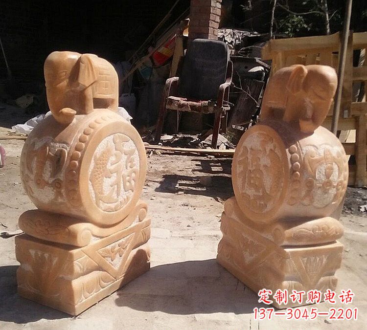 漳州晚霞红小象门墩