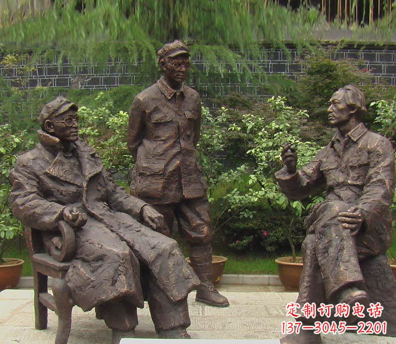 漳州伟人毛泽东刘伯承铜雕