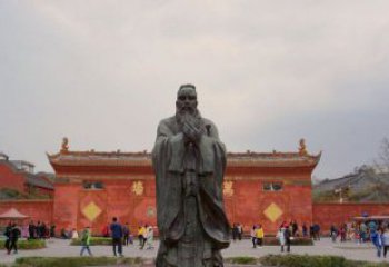 漳州传统文化艺术品，青铜孔子行教人物雕塑