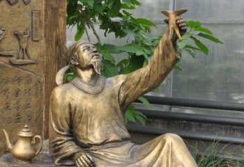 漳州象征文学大师李白的铜雕像