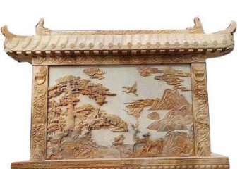 漳州晚霞红松鹤延年浮雕影壁