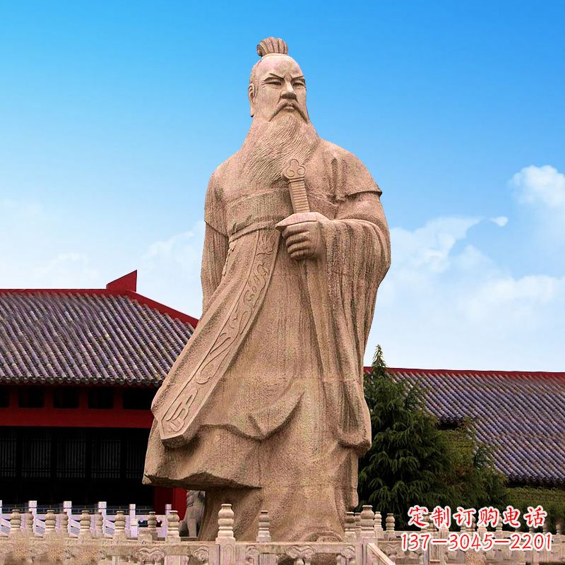 漳州魏武帝曹操砂岩石雕塑像