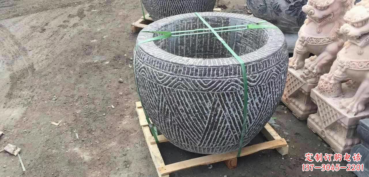 漳州纹理石浮雕水缸