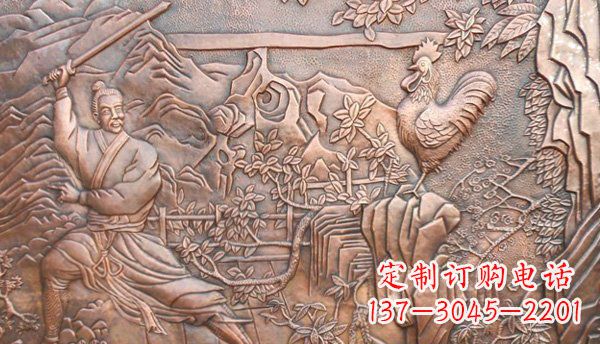 漳州闻鸡起舞黄铜壁画铜浮雕