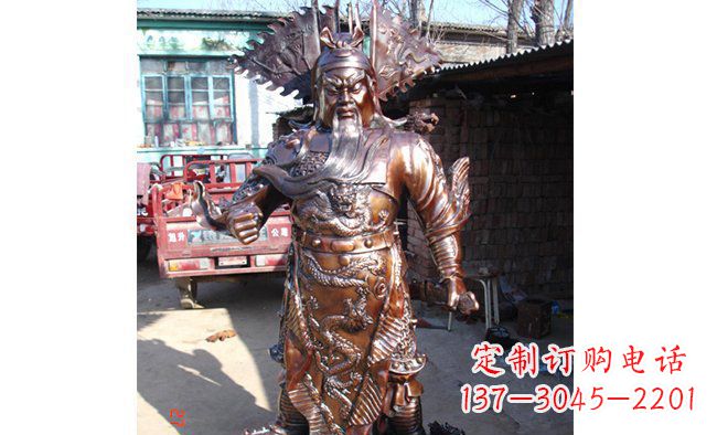 漳州武财神持刀关公铜雕 (3)
