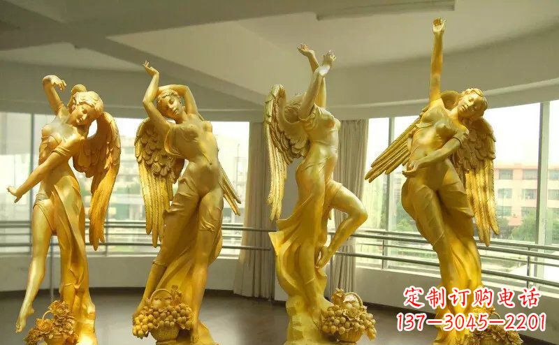 漳州舞蹈四女神玻璃钢仿铜人物雕塑