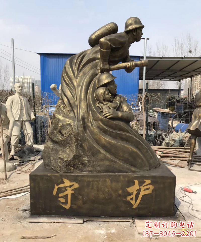 漳州消防员铜雕112
