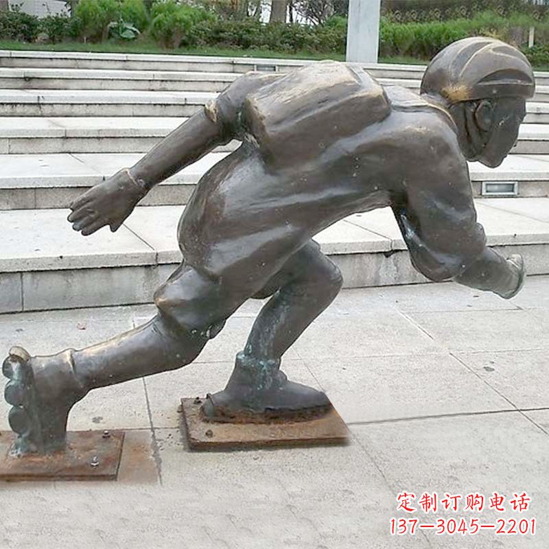 漳州小孩滑旱冰广场人物运动雕塑