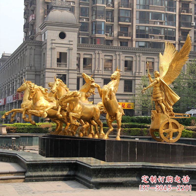漳州小区大门阿波罗战车鎏金景观铜雕