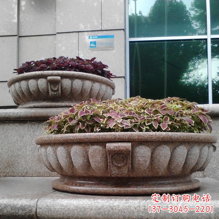 漳州小区花岗岩石雕花盆