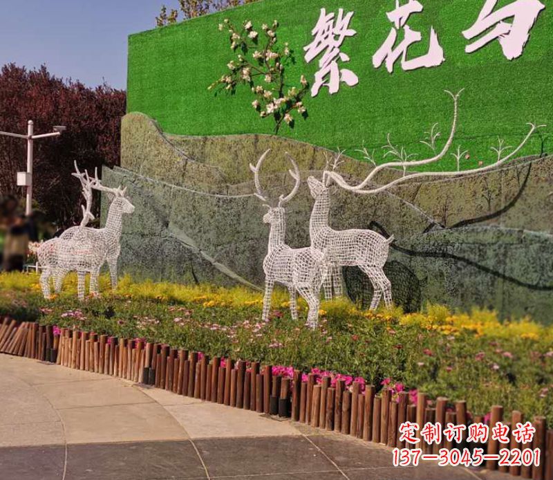 漳州小区景观不锈钢梅花鹿