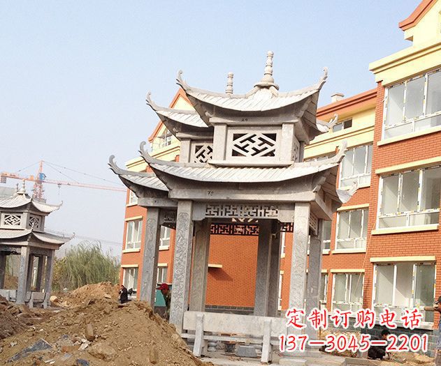 漳州小区景观大理石凉亭石雕