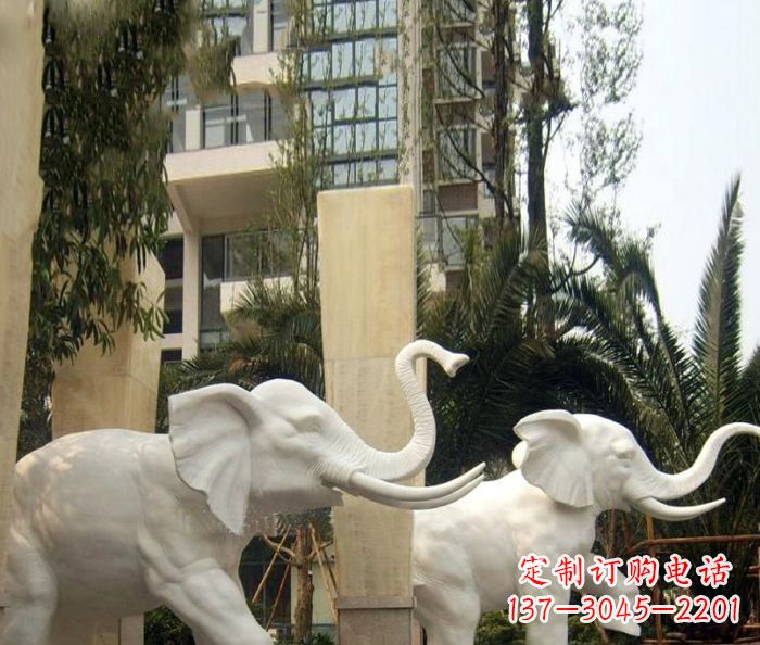漳州小区景观汉白玉大象石雕