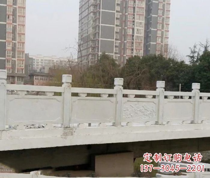 漳州小区景观汉白玉石雕栏板 (2)