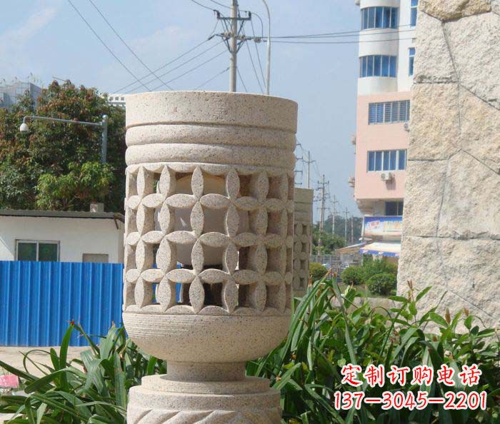 漳州小区景观镂空石灯石雕