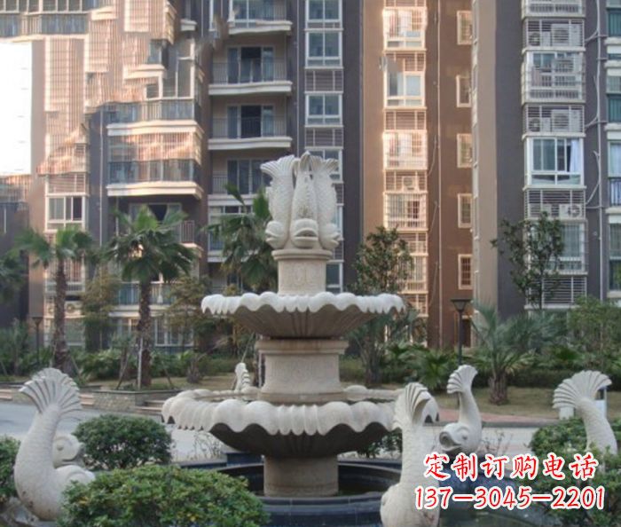 漳州小区景观鲤鱼喷泉石雕