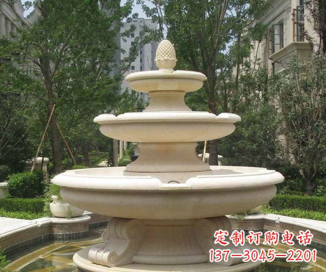 漳州小区景观晚霞红多层喷泉石雕