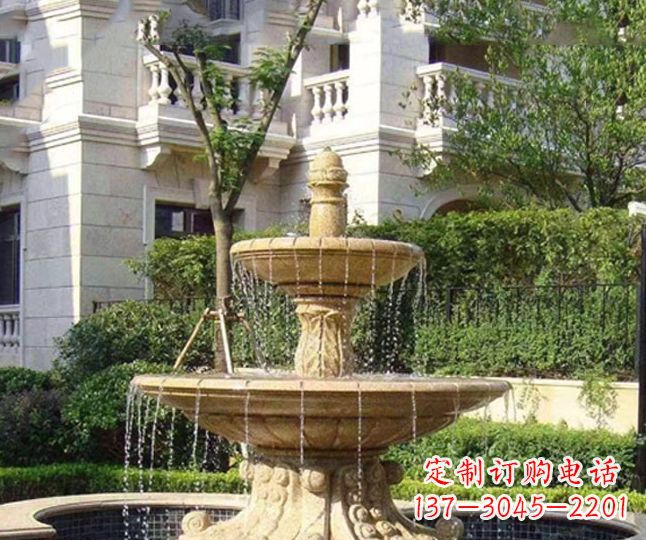 漳州小区景观晚霞红多层喷泉石雕 (4)