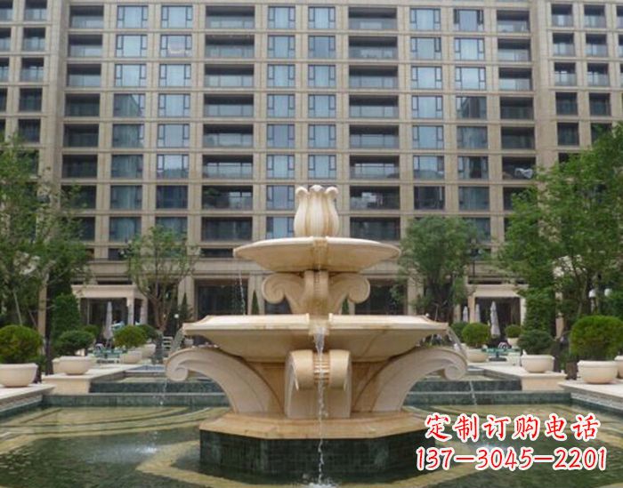 漳州小区景观晚霞红喷泉石雕 (2)