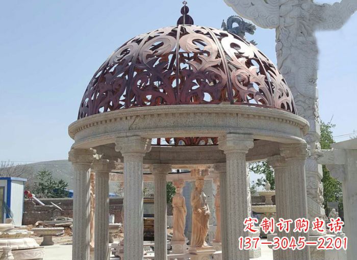 漳州小区欧式圆顶凉亭石雕 (3)