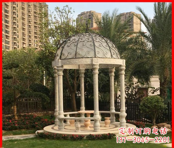漳州小区欧式圆顶凉亭石雕 (2)