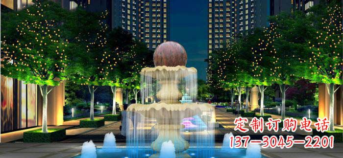 漳州小区石来运转风水球石雕喷泉