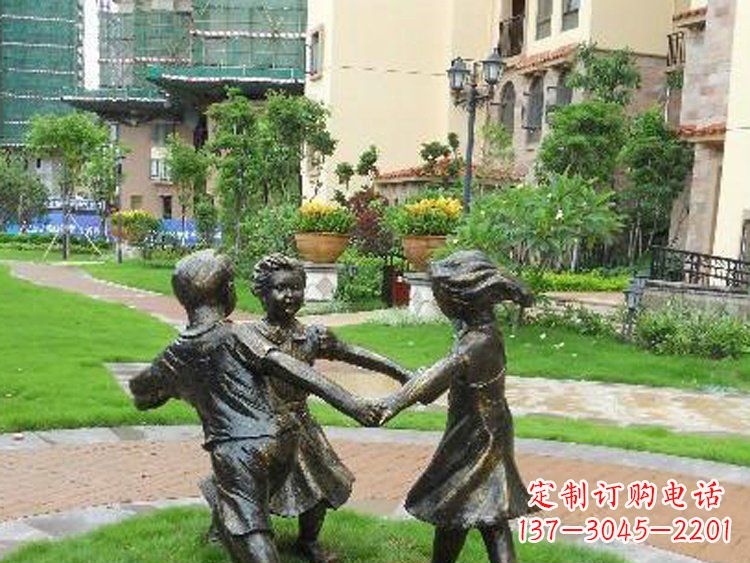 漳州小区铜雕儿童玩游戏人物雕塑