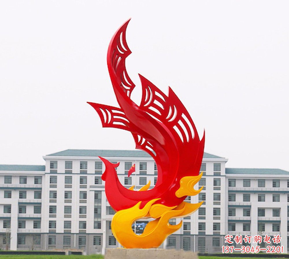 漳州校园不锈钢凤凰浴火雕塑