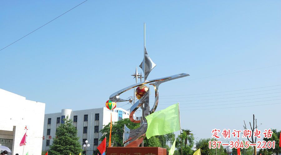 漳州校园不锈钢马踏飞燕地球雕塑