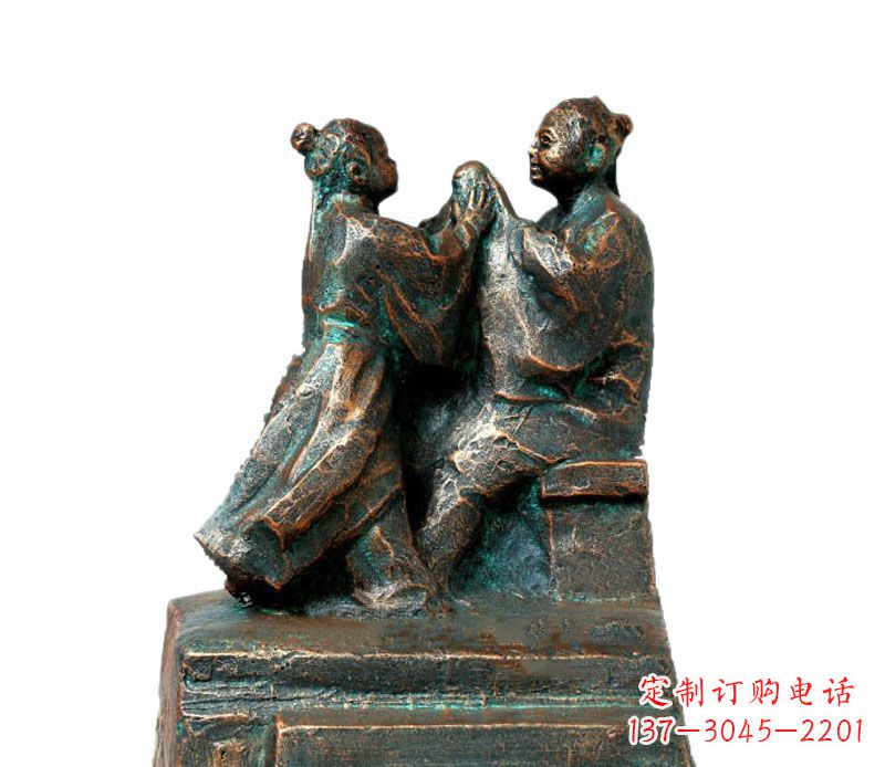 漳州校园古代孔融让梨人物铜雕