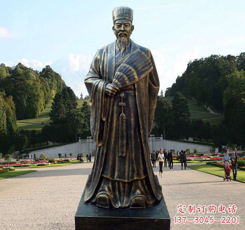 漳州校园古代名人诸葛亮铜雕