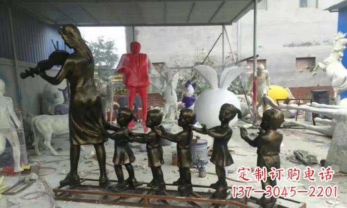 漳州校园老师和儿童铜雕