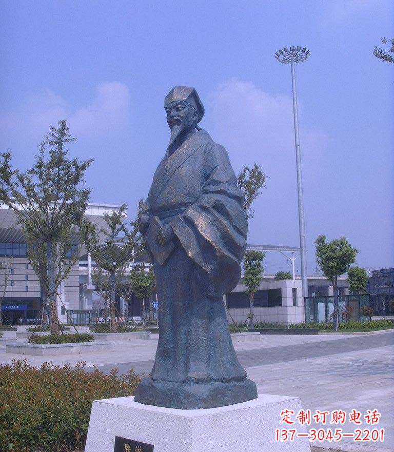 漳州校园陆游名人铜雕