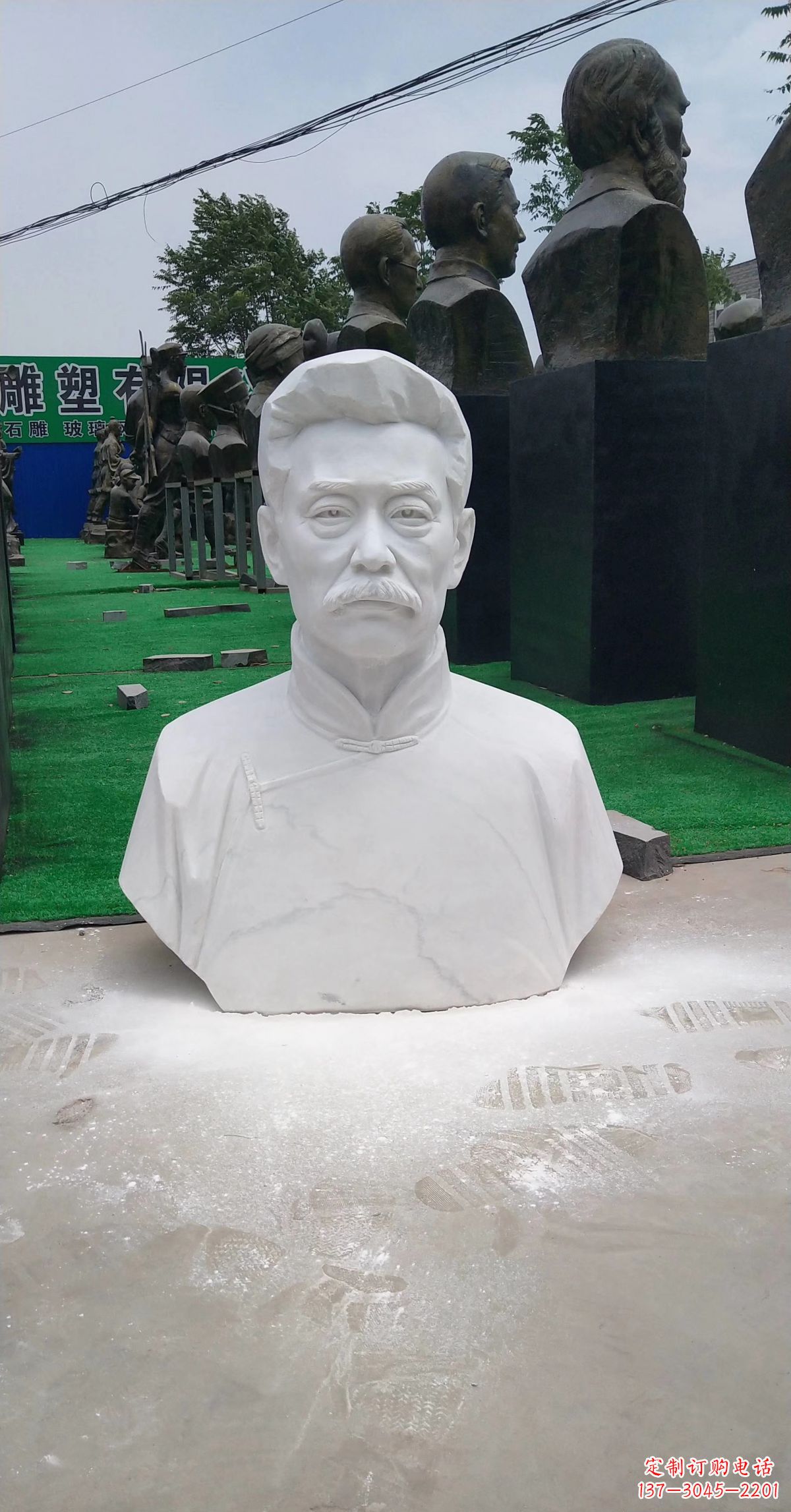 漳州校园名人汉白玉鲁迅头像