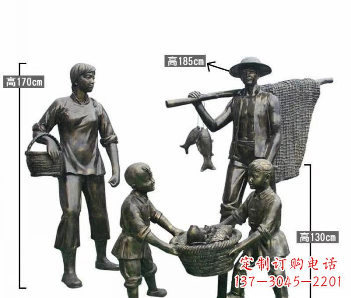 漳州渔夫捕鱼民俗铜雕 (3)