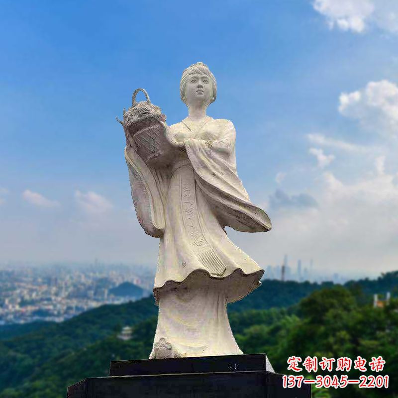 漳州虞姬景观石雕像-景区园林古代美女雕塑