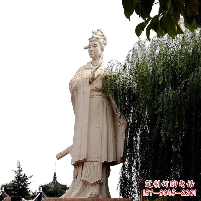 漳州虞姬砂岩石雕-景区园林古代人物著名美女雕像