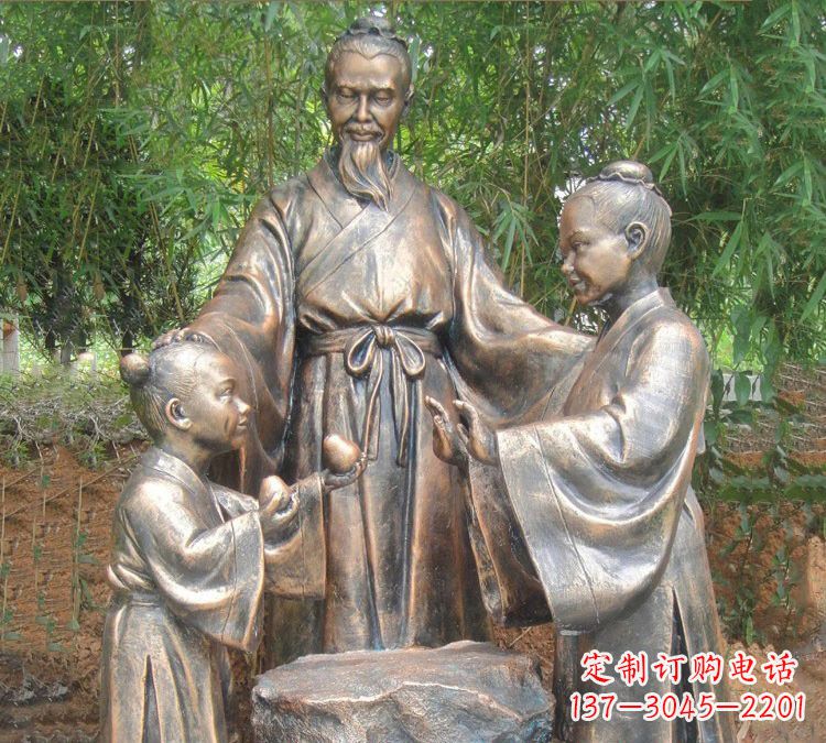 漳州寓言故事铜雕_孔融让梨