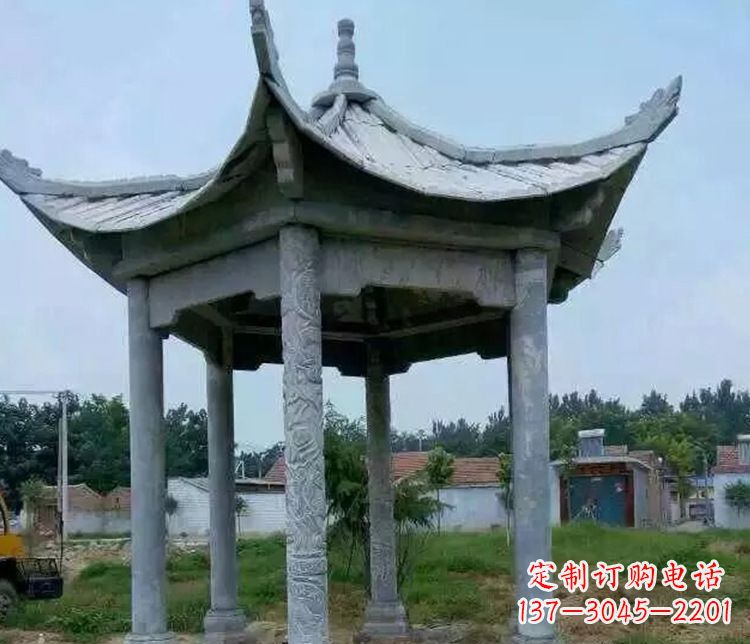 漳州园林仿古六角凉亭景观石雕