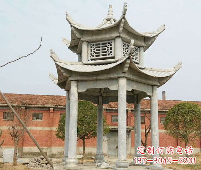 漳州园林仿古双层石雕凉亭 (2)