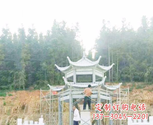 漳州园林仿古双层石凉亭景观石雕 (2)