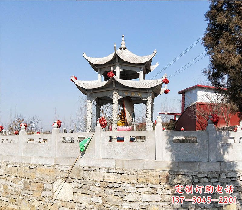 漳州园林仿古双层石凉亭景观石雕 (3)