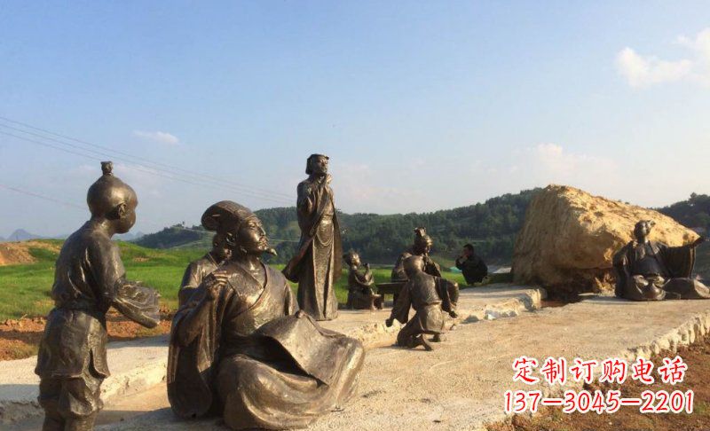 漳州园林古代人物和玩耍的小孩小品铜雕